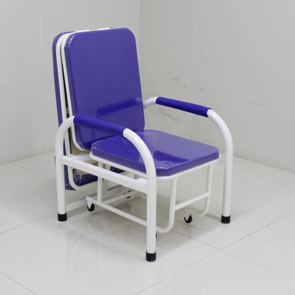 High-end Steel Frame 200kg Load Capacity Comfortable Folding Hospital Escort Chair