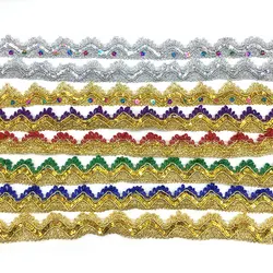 3M/5M oro argento pizzo Trim paillettes nastro di pizzo Stage Performance Party Cosplay abiti da sposa accessori per indumenti da cucito fai da te