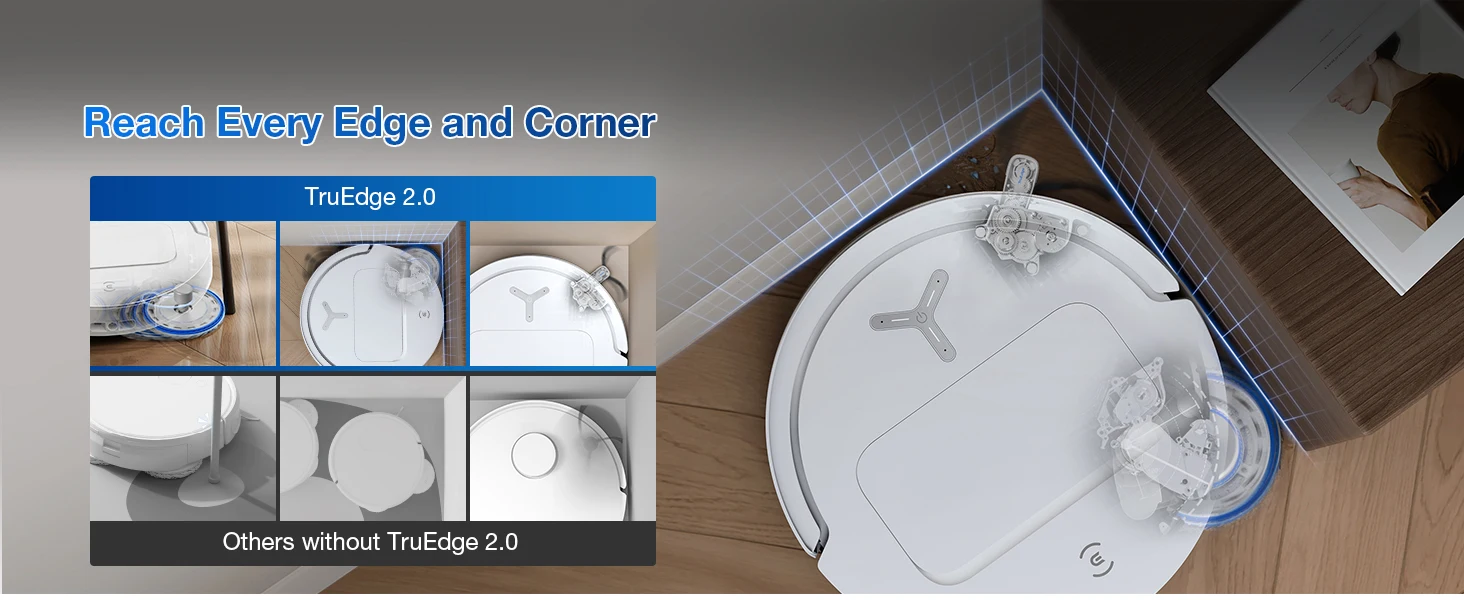 ECOVACS DEEBOT T50 PRO OMNI Robot Vacuum Cleaner Extend Side Brush and Mop 15,000Pa 75℃ Hot Water Mop Washing AIVI 3D 3.0, White
