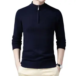 Pull à Demi-Fermeture Éclair pour Homme, Tricot Chaud et Décontracté, Coupe Cintrée, Nouvelle Collection Hiver