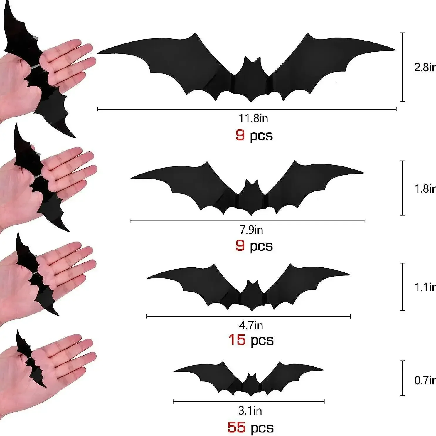 Halloween 3D Black Bat Stickers Decorative Supplies Paper Party Decoration Stickers halloween decorations for home