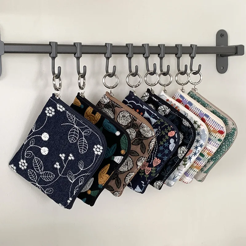 Women Bag Cotton And Linen Embroidered Coin Purse Portable Small Bag Opening Red Envelope Cute Girl Sanitary Napkin Storage Bag