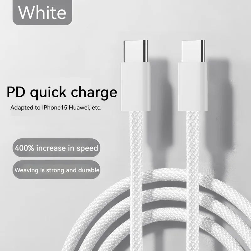 

Кабель USB Type-C в USB C, PD60W, быстрая зарядка, быстрая зарядка, кабель для передачи данных для iPhone 15 Plus Pro Max, Macbook Pro, Huawei, провода