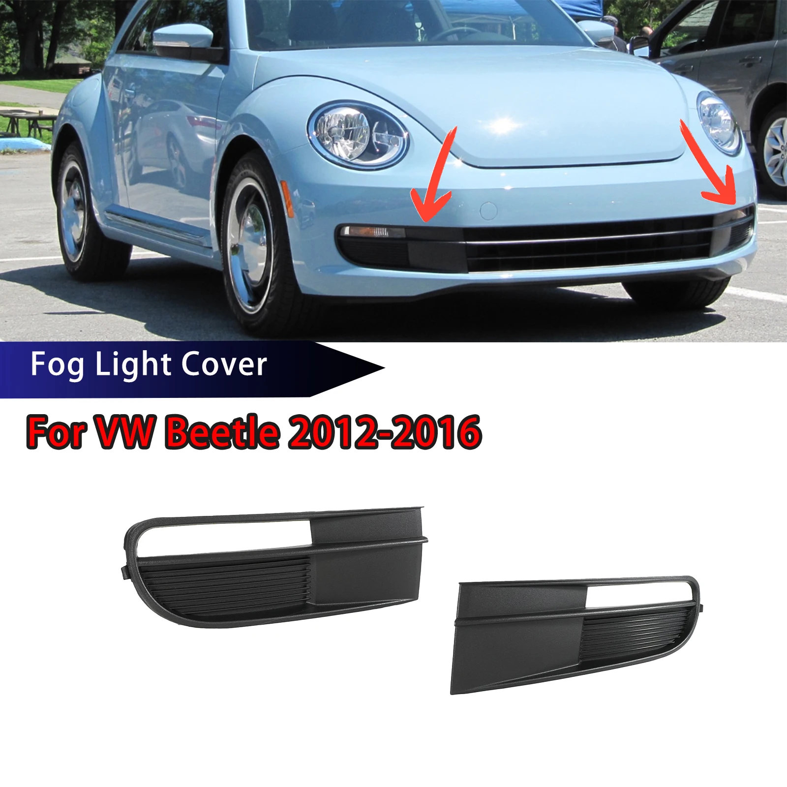

For Volkswagen Beetle 2012-2015 2016 A Pair Fog Light Cover Lamp Trim Matte Black OEM 5C5853666C9B9 ABS Plastic Body Kit