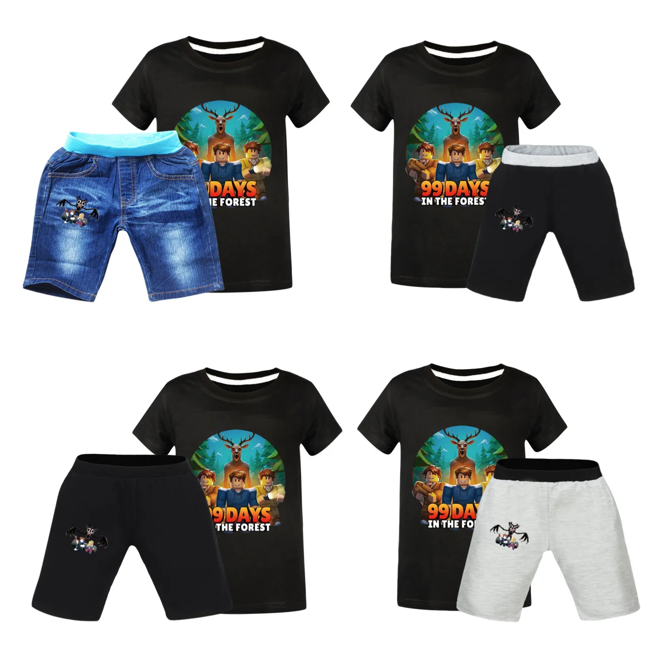 

Kids 99 Nights in The Forest Costume Summer Pajama Set Junior Boys Short Sleeve T Shirt+Shorts 2pcs Sets Girls Sportswear5073