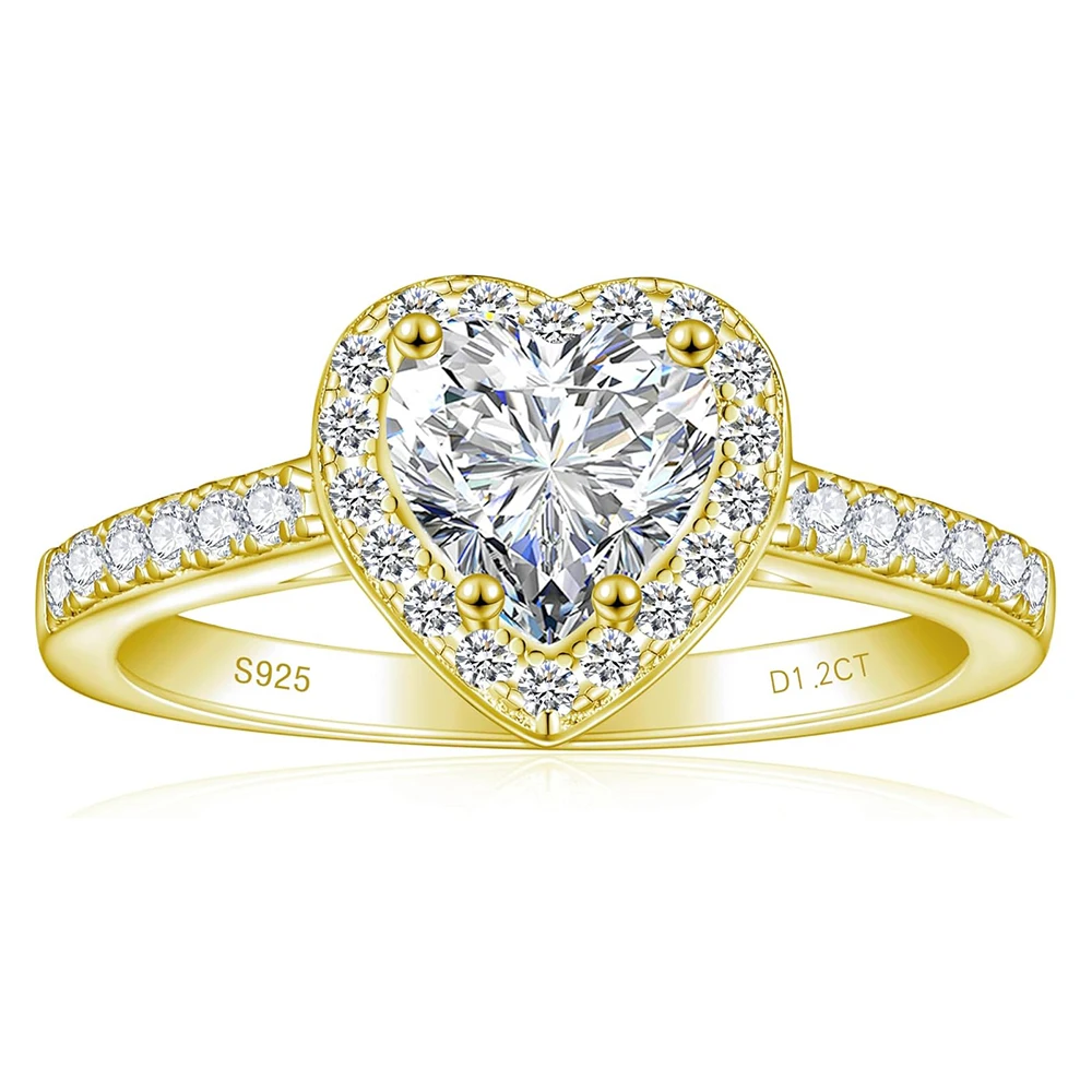 

FIRERING 100% True Pink Heart Moissanite Gold Ring 1-2ct GRA Certificate Passed Diamond Test Women S925 Silver Jewelry Gift