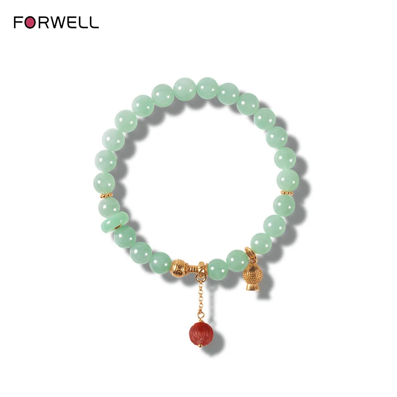 

FORWELL Natural Jadeite Silver plated with 18K gold Bracelet Simple Exquisite Fashion Luxury Jewelry Wedding And Birthday Gift