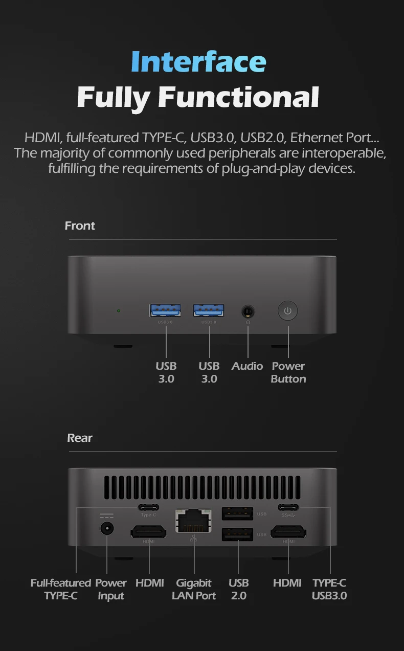 Helorpc Home MINI PC, ordinateur de bureau, N100, N5095A, 16 Go DDR4, 512 Go, touristes, SSD M.2 NVcloser, M.2 NGFF, prise en charge du système Windows 10/11, WIFI6