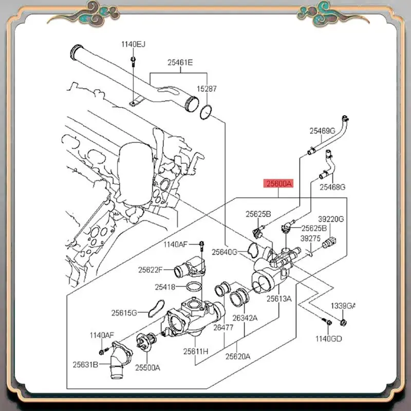 

A73Q-Engine Coolant Temperature Control 25600-3CAE0 For Hyundai Santa Fe Azera Sorento Cadenza 3.3L 2014-2018 Parts Thermostat U