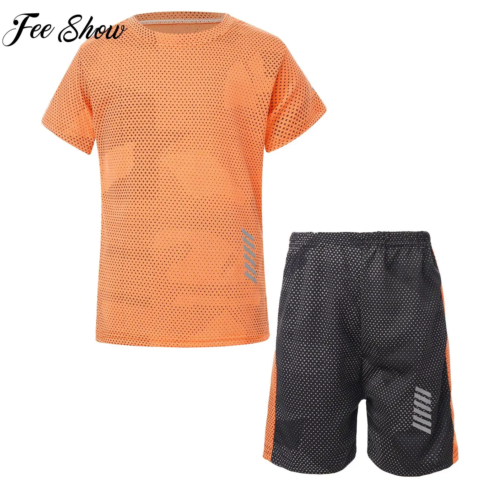 Breathable Quickly Dry Sportswear Sports Sets T-shirt Shorts Set Basketball Football Running Training Game Costume for Kids Boys