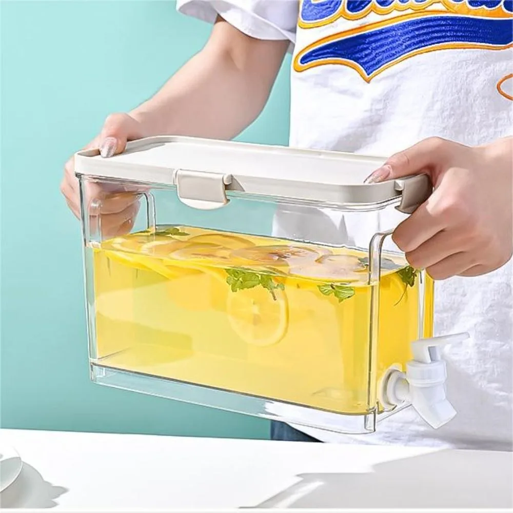 3.9L Transparent Beverage Dispenser with Faucet with Lid Beverage Tank Plastic Large Capacity Lemonade Container Milk Tea Shop