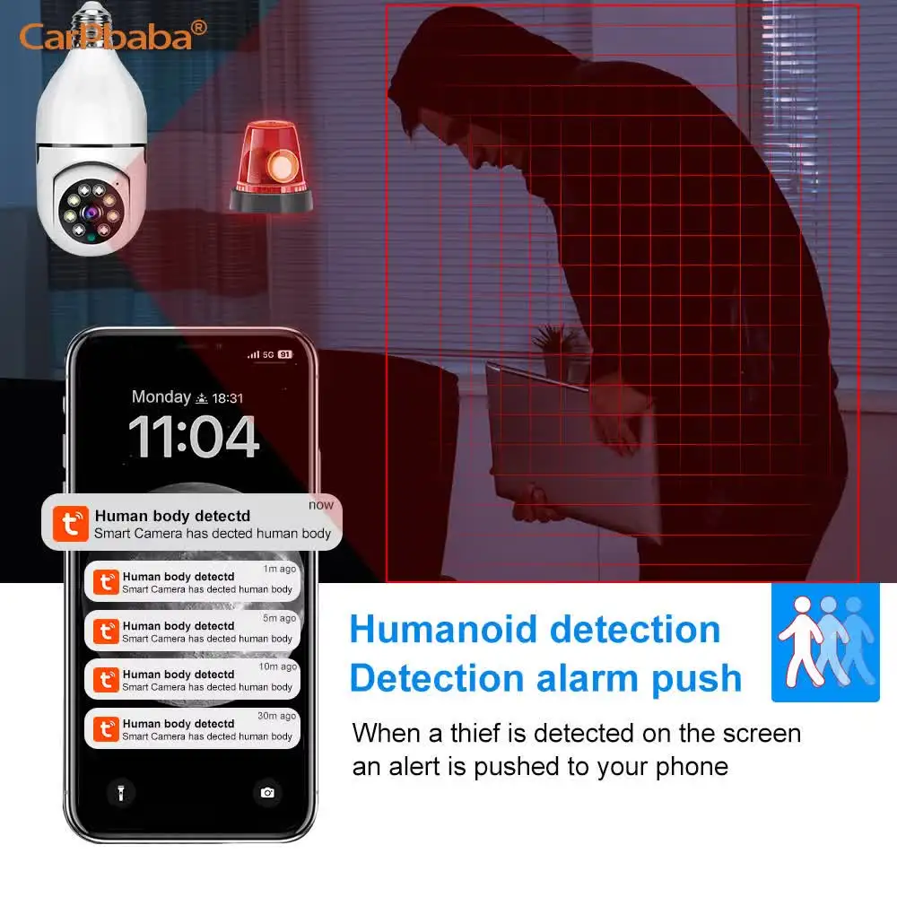 Tuya 2/8MP WiFi Home Light Bulb Camera E27 Light Bulb Camera 360 degree Panoramic IP Camera Ai Motion Detection Security