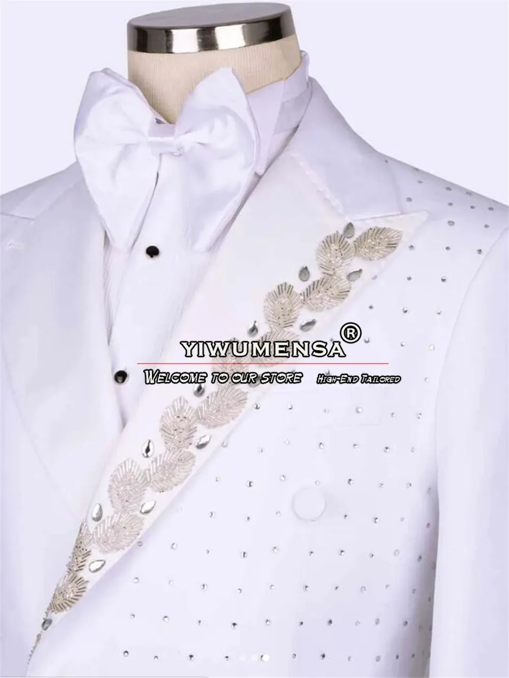 Traje blanco a medida para hombre, conjunto de chaqueta y pantalones de doble botonadura, esmoquin Formal para novio, boda, cena, fiesta y graduación, 2 piezas