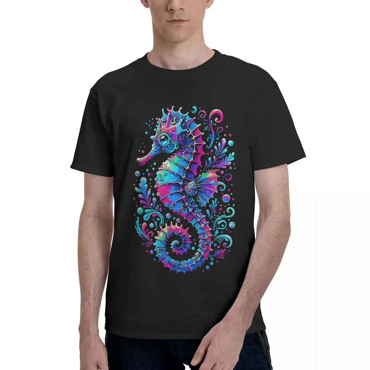 Colorful Seahorse Art Print Hot Sale Movement High grade Championship Tshirt Travel USA Size