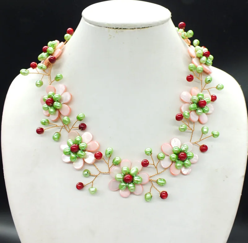 new -0281# Charming woman jewelry, Last necklace shell.pearl flower necklace