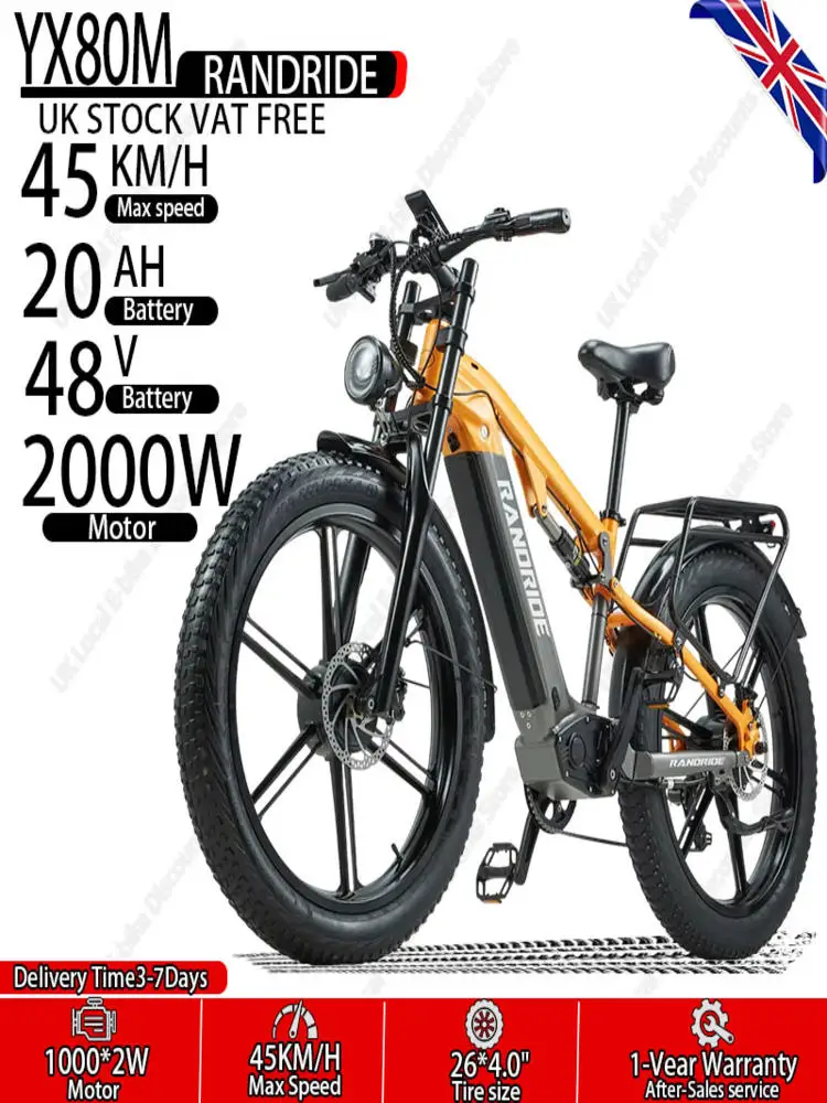 AliExpress NONE YX80M Adult Electric Bike 2000W Dual Motor 48V20AH Battery Hydraulic Brake  Electric Bicycle 26*4.0inch Fat Tire off-road E-bike