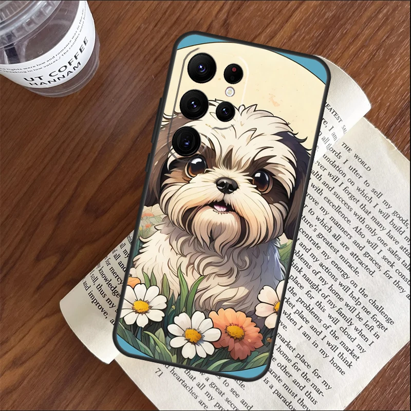 Cartoon Shih Tzu Dog Case For Samsung Galaxy S22 Ultra S21 S20 FE S9 S10 Plus Note 10 20 S23 Ultra Back Cover