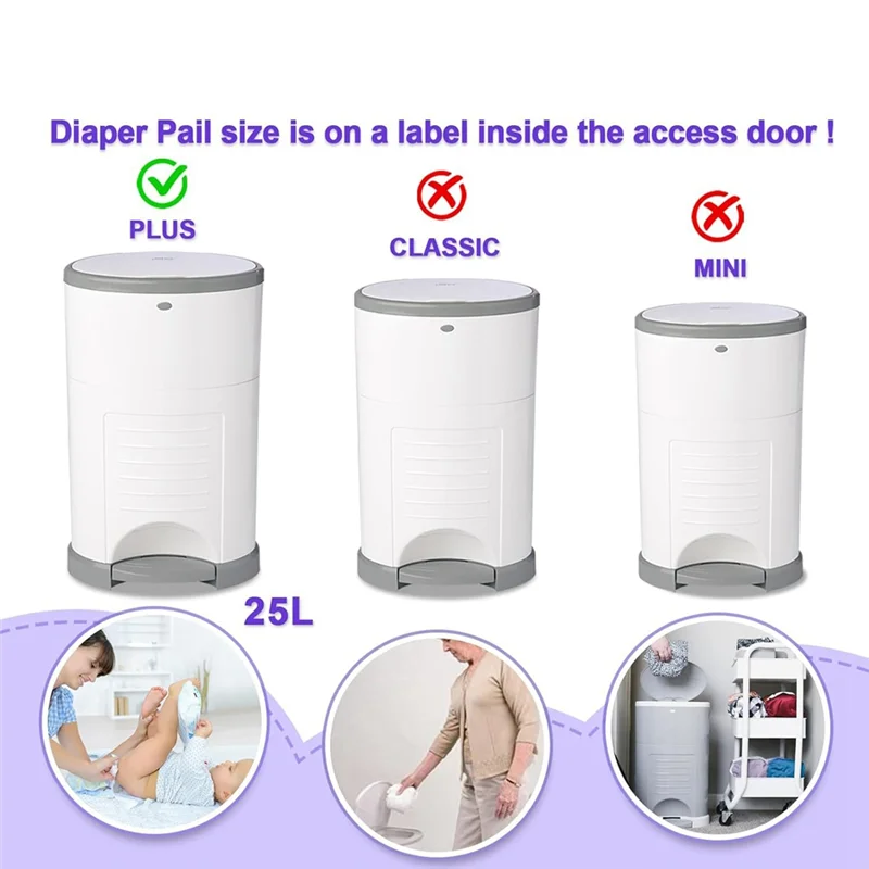 ABWZ-Diaper Pail Refill Bags For Dekor Plus Diaper Pail Refills 4 Pack Extra 12% Length,Holds Up To 2668 Diapers,30% Thicknes