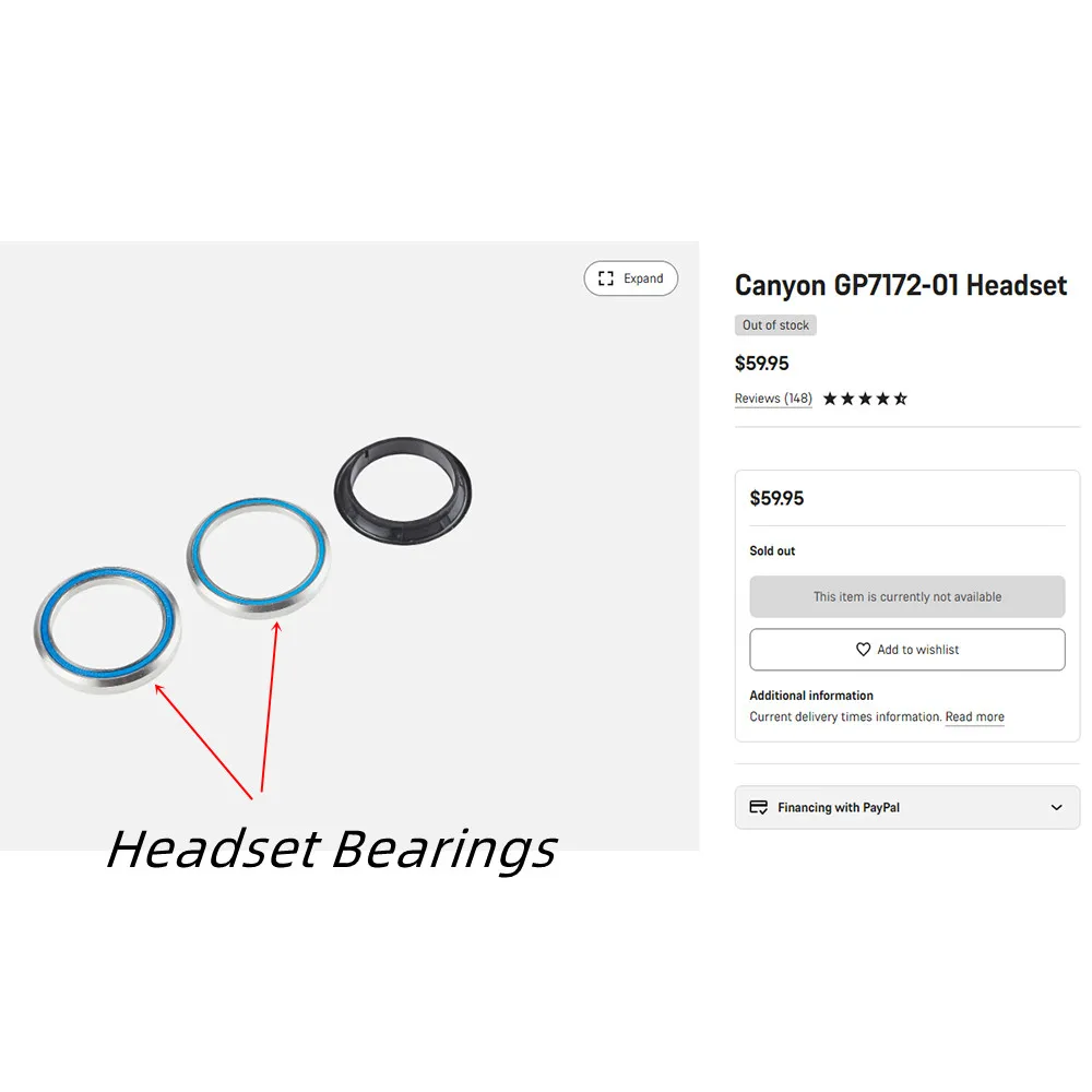 

Road/Mtb Bike Headset Bearings For Canyon CF SLX Kit From Acros GP7172-01 Bicycle Accessories
