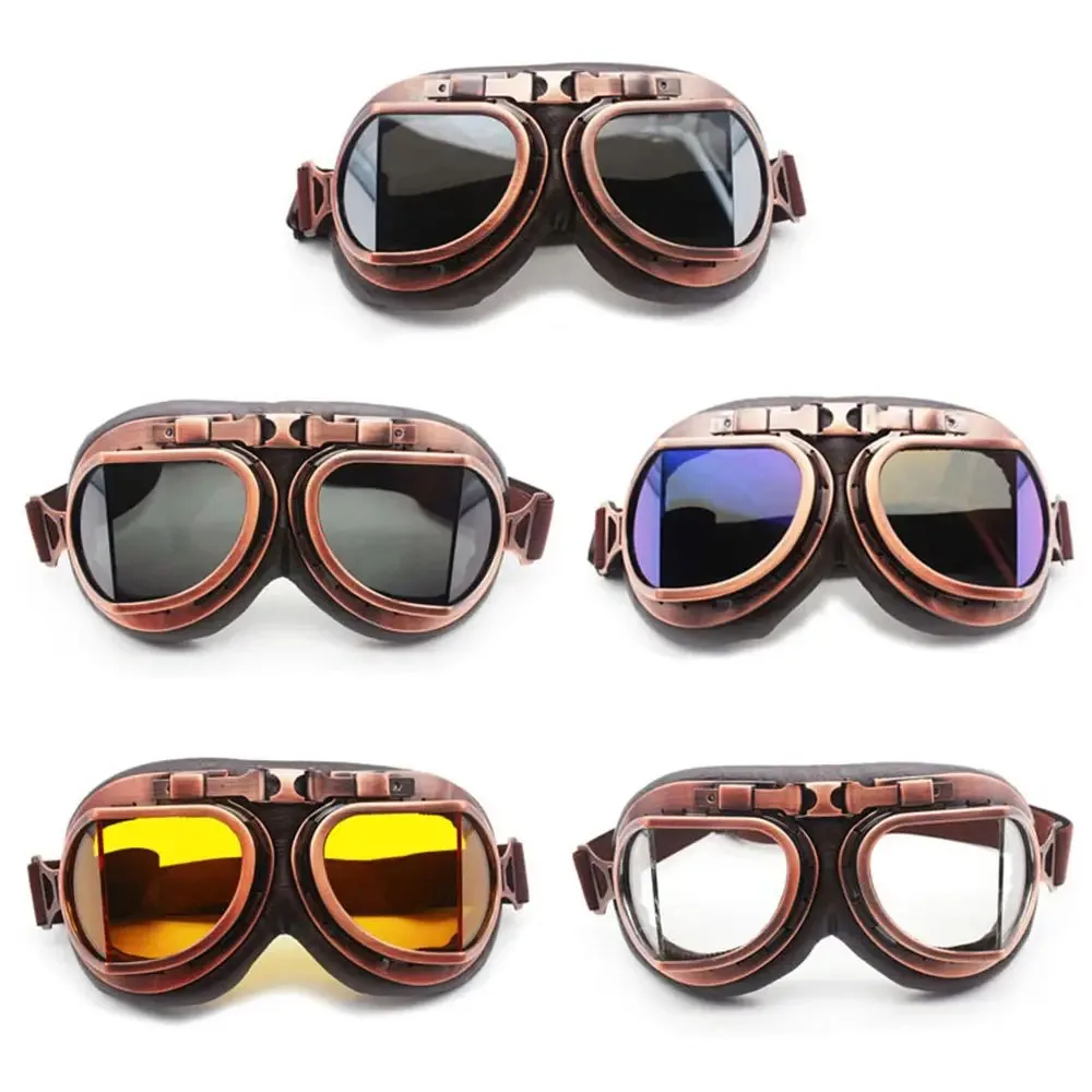 Retro Motorcycle Goggles Glasses Vintage Moto Classic Goggles for Harley Pilot Steampunk ATV Bike Copper Helmet