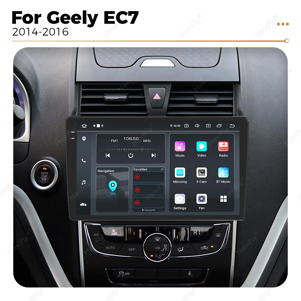 8+256G Androoid 14 Car Radio For Geely Emgrand EC7 EC718 EC715-RV 2009-2011 Wireless Carplay Multimedia Video Player GPS 4G RDS