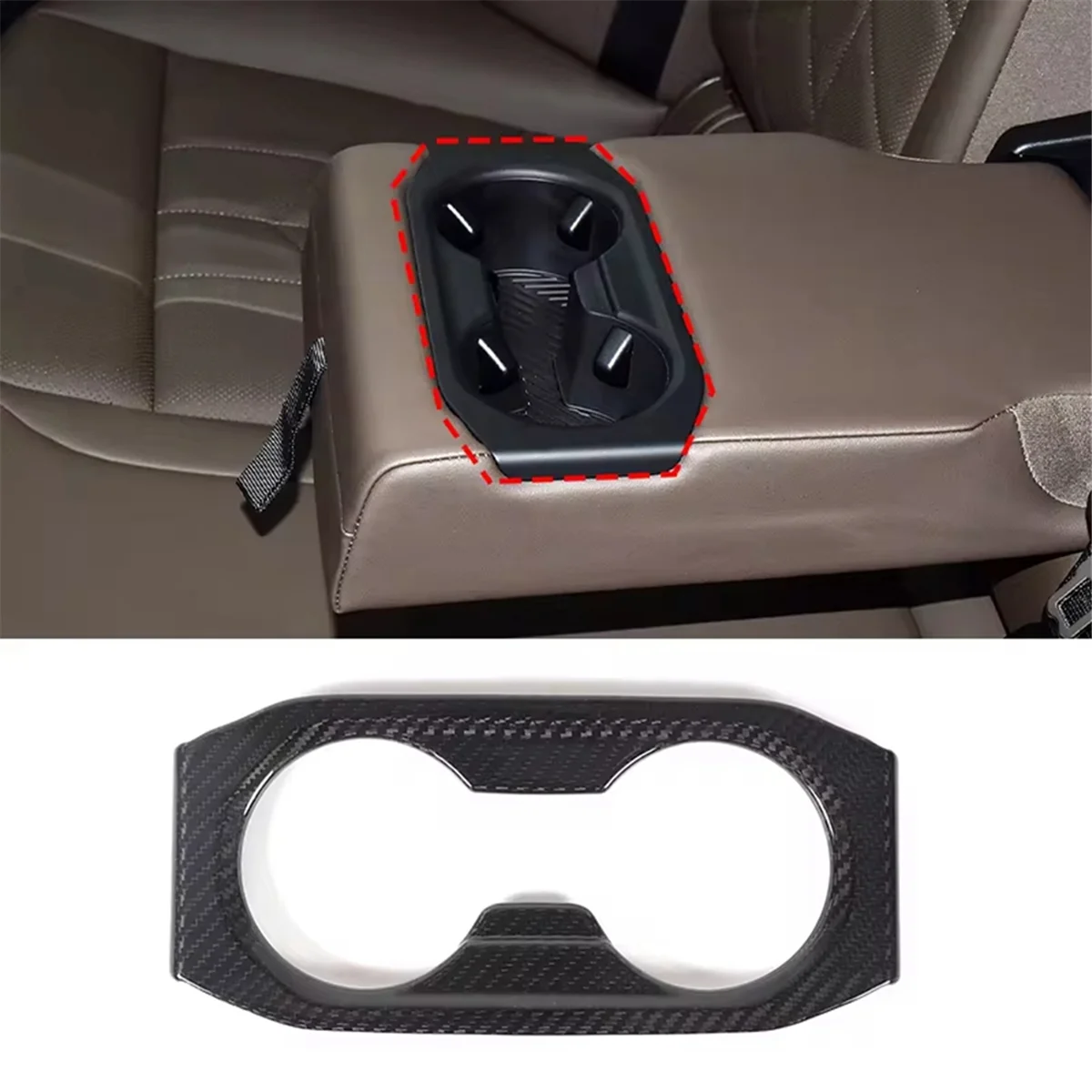 Carbon Fiber for BMW 5 Series G60 2024 Car Rear Cup Holder Panel Cover Trim Interior Accessories