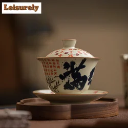 150ml Imitation Song Ru Kiln Gaiwan Retro Manjiang Hong Sancai Tea Tureen with Lid Tea Maker Cover Bowl for Teaware Ornaments