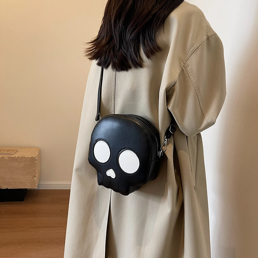 Women Skull Leather Shoulder Crossbody Bag Novelty Skull Hobo Purse Tote Handbag Satchel Bag Cartoon Halloween Candy Bag