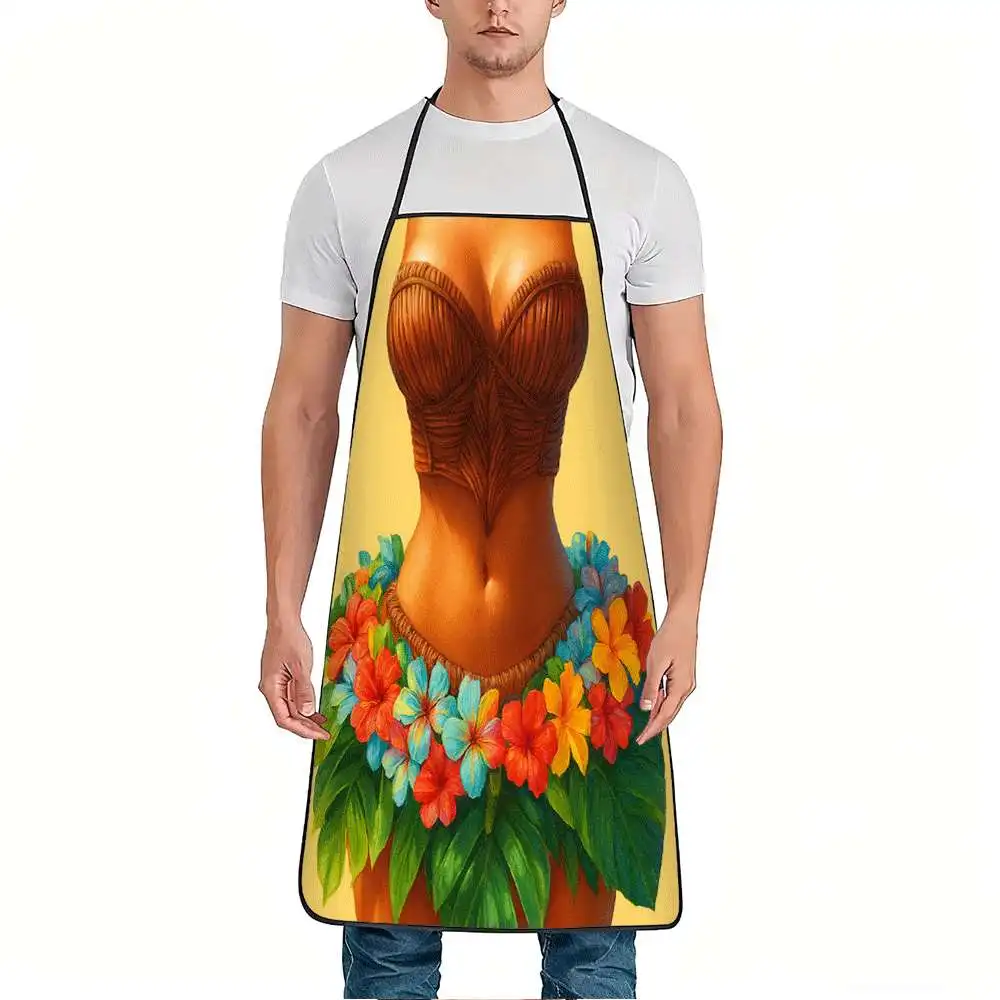 1pc Tropical Floral Themed Apron, Made from Durable And Easy-To-Clean Polyester, Featuring an Adjustable Waistband, Suitable for