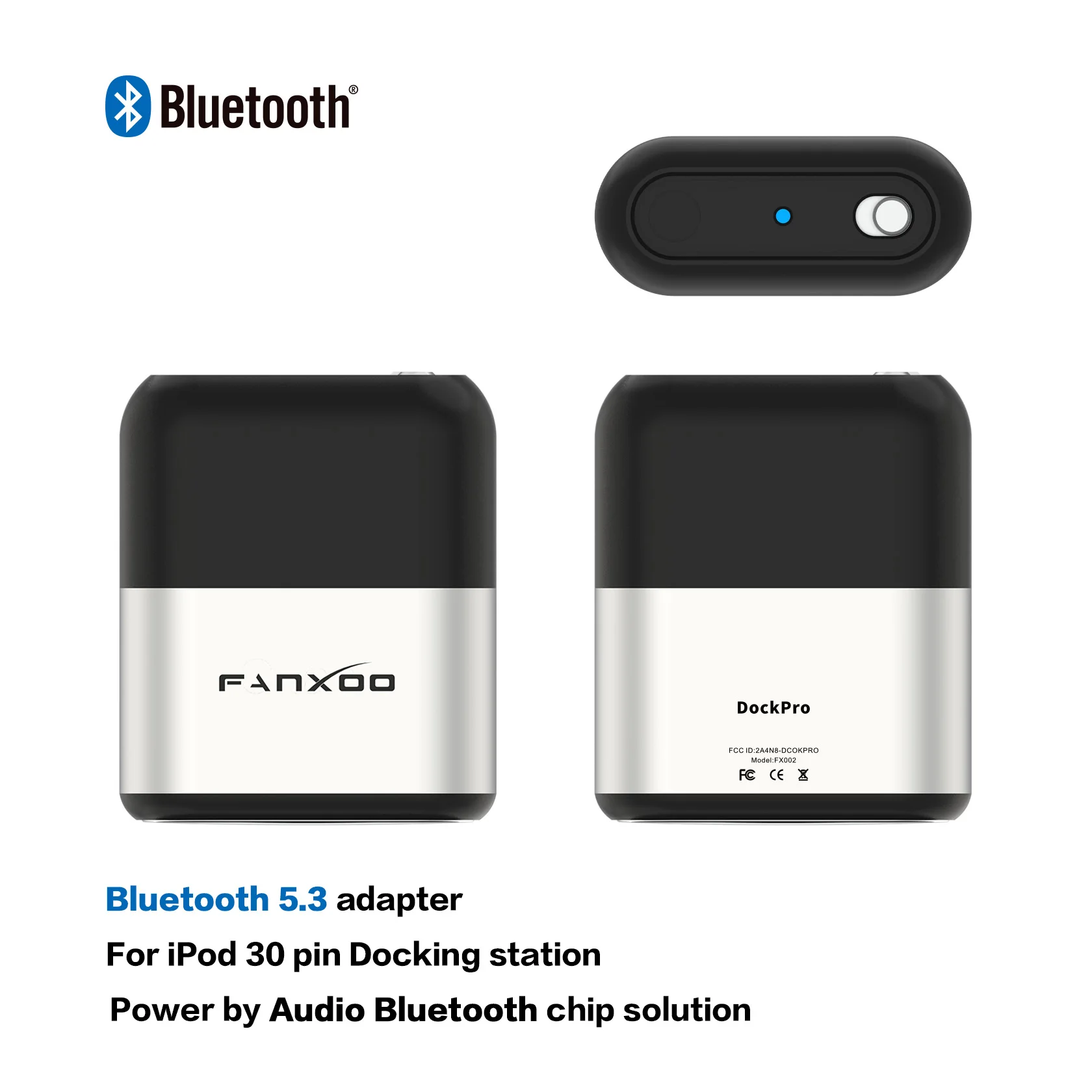 Fanxoo 30 Pin محول بلوتوث 5.3 استقبال بلوتوث صغير لـ Bose Sounddock JBL ياماها آيفون آي بود جاك مكبر صوت تناظري