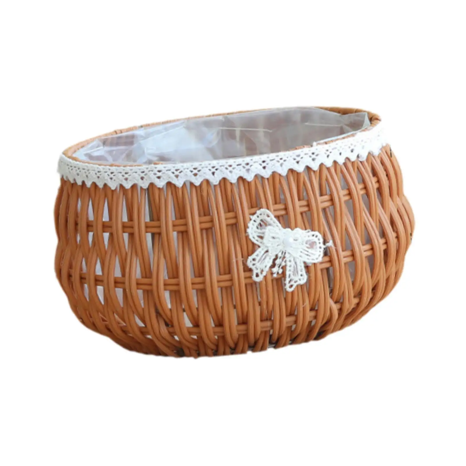 Flower Basket Plant Container Imitation Rattan Indoor Decoration Sturdy for