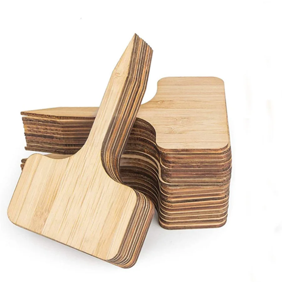 50Pcs Wooden T-Type Plant Labels Natural Wood Garden Tags Reusable Plant Markers for Succulents Herbs Flowers
