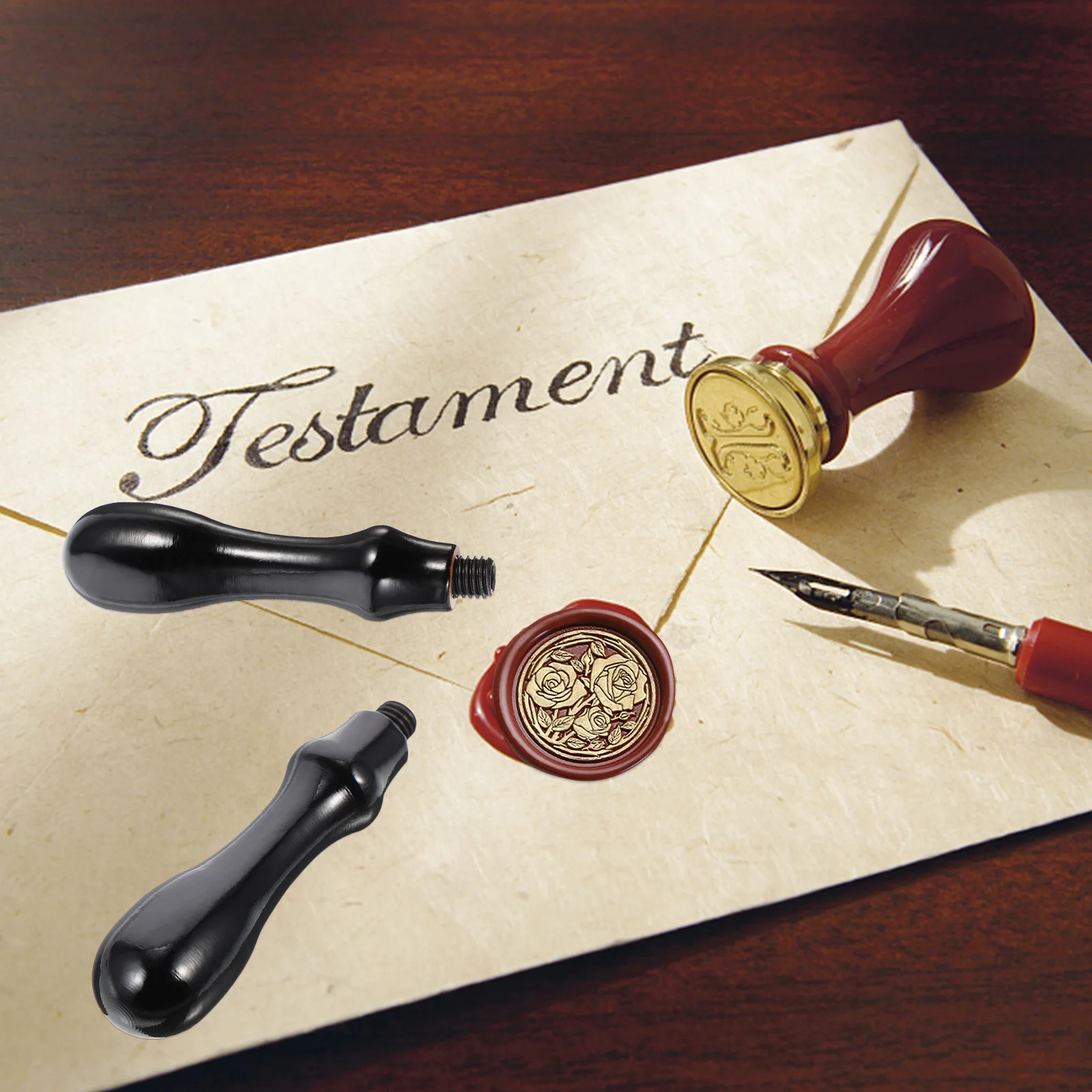 

2pcs Wooden Stamp Handle Smoothly Polished Exquisite Craftsmanship Replacement Wax Seal DIY Invitation Postage Stamps Long Term