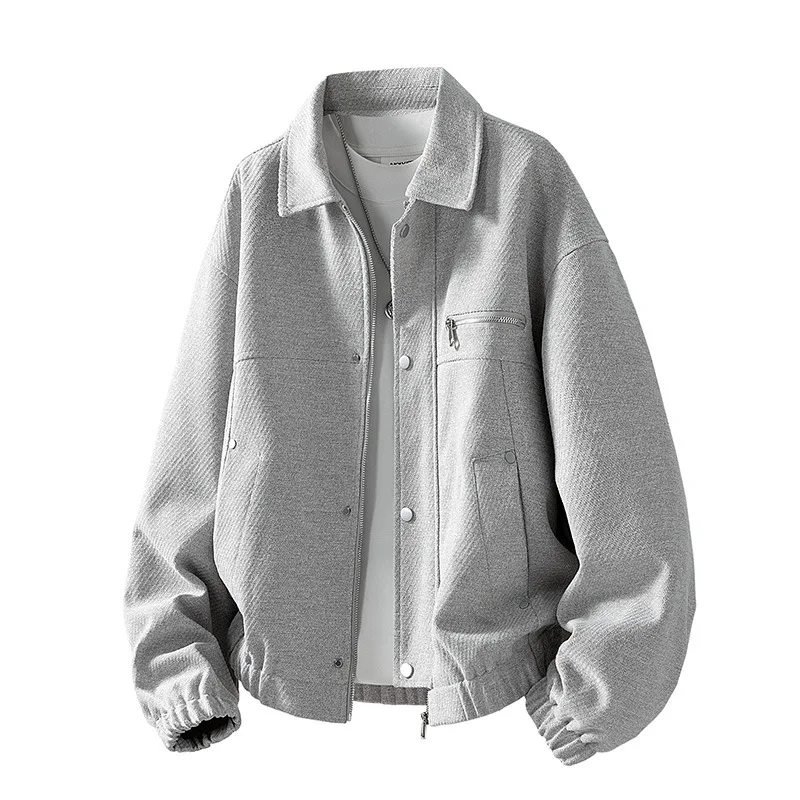 

Мужская куртка большого размера 2026 года, свободного кроя, весенне-осенняя, модная, с увеличенным размером, с отложным воротником, функциональная, верхняя одежда