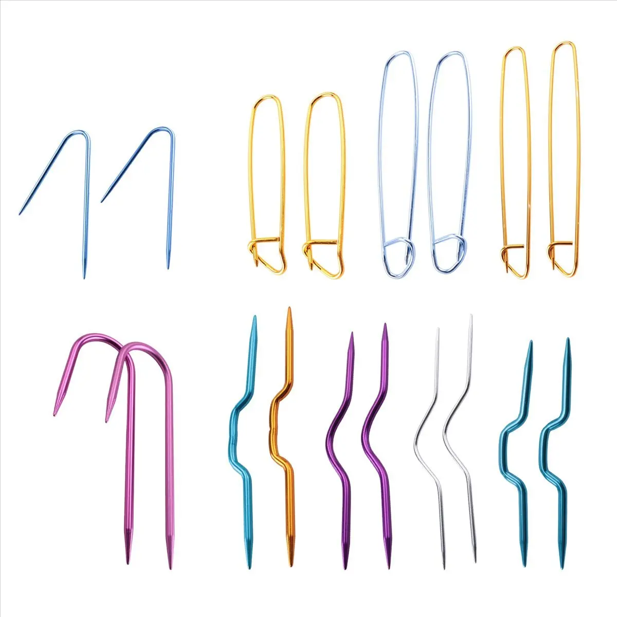 ABPP 18 Pieces Cable Holders Aluminum Cable Needles Bent Tapestry Yarn Needles Cable Knitting Needles