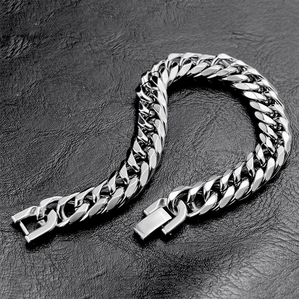 8-14mm 316L Stainless Steel Cuban Chain Bracelet Men Women Curb Bracelet Fashion Punk Hip Hop Rock Bracelet Jewelry Wholesale