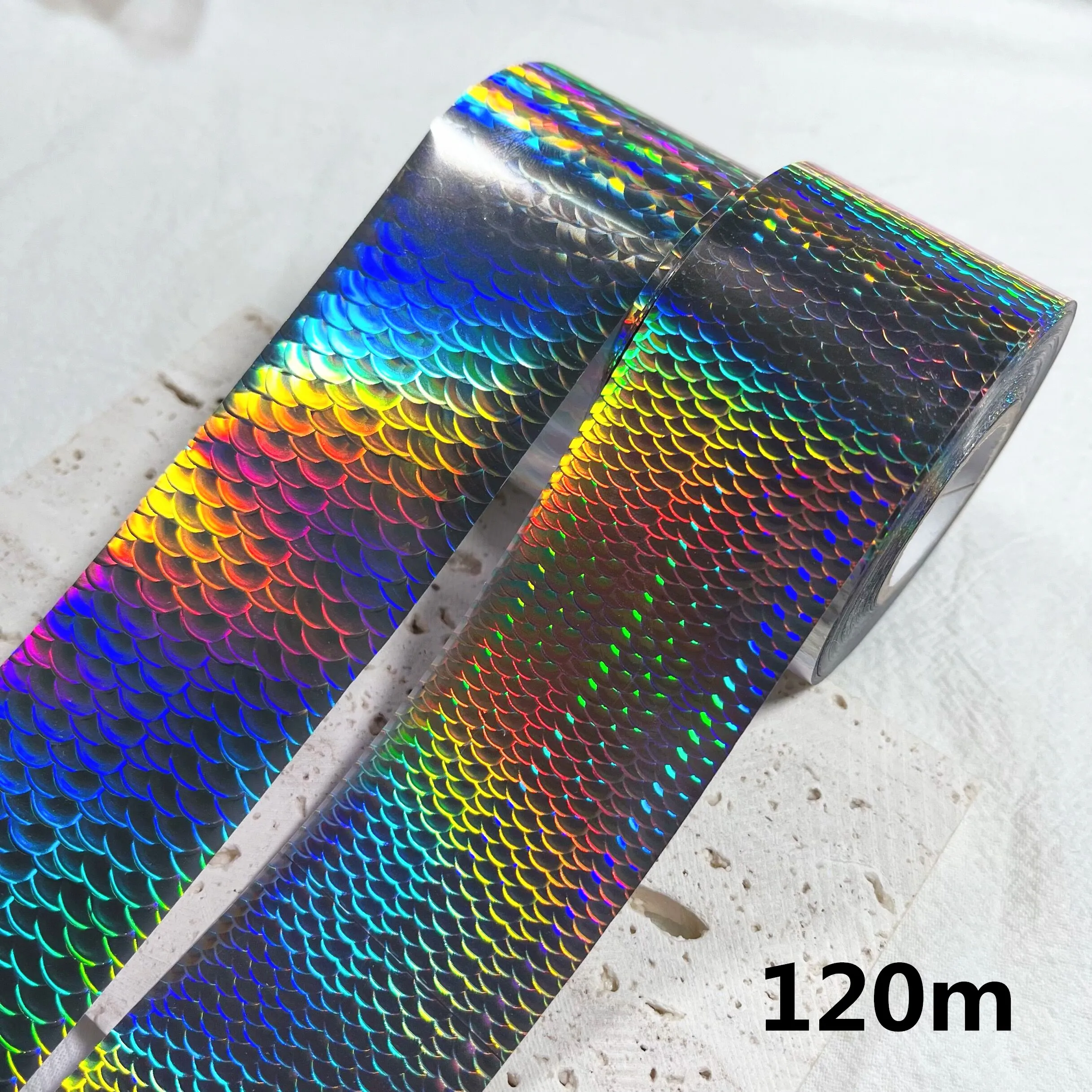 120m Fish Scale Laser Nail Foils for Metal Transfer Paper Laser Manicure Chameleon Wraps Auroral Nail Decorations