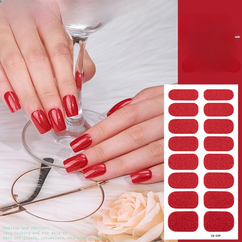 Autocollants pour Ongles à Couverture Complète avec Paillettes, Enveloppes Roses, Auto-Adhésives, Décoration Créative en Papier pour Nail Art