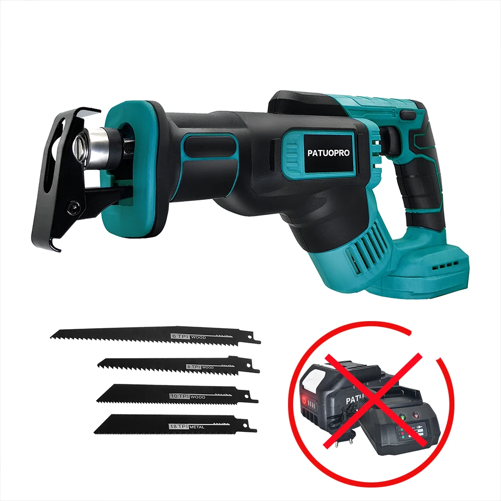 

Electric Cordless Reciprocating Saw With 4 Blades Wood Metal PVC Pipe Cutting Home Saber Saw For Makita 18V Battery(No Battery)