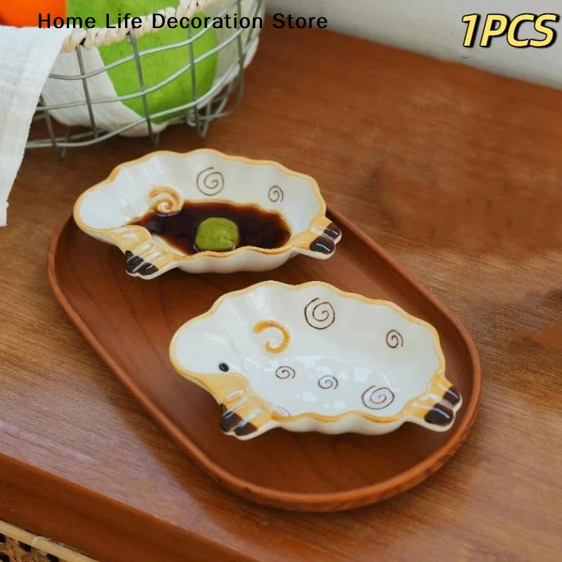 【H】Cute Alpaca Shaped Dipping Sauce Dish Ceramic Creative Condiment Dish Small Plates Tableware Home Kitchen Supplies