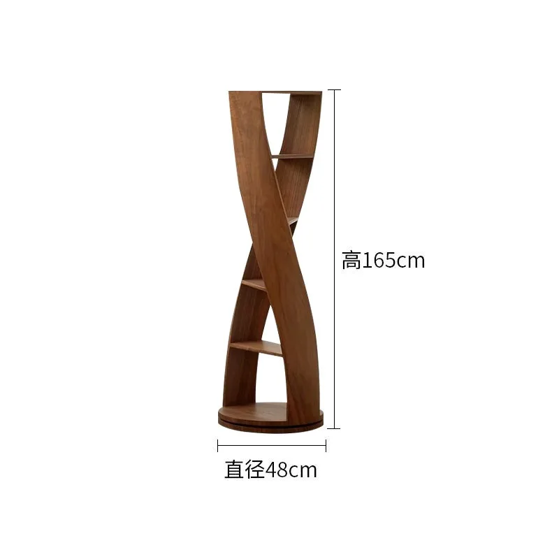 Creative rotating bookshelf Corner shelf Special-shaped solid wood bookcase