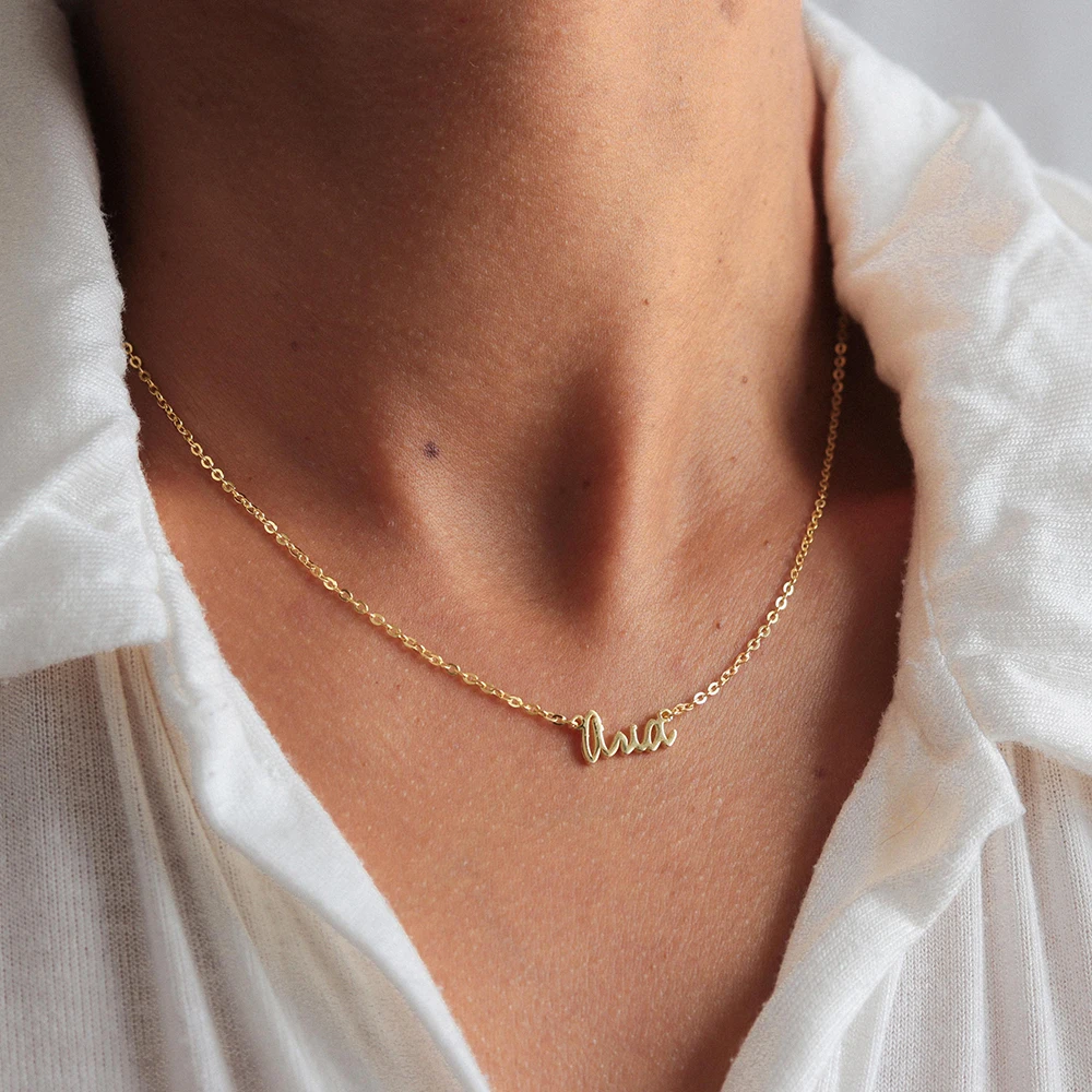 Personalized Name Necklace in Gold Silver Color Minimalist and Delicate Jewelry Elegant Gift for Her Perfect Parents Gift Women