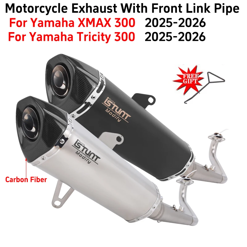 

For Yamaha XMAX300 Tricity300 XMAX 300 Tricity 300 2025 2026 Motorcycle Exhaust System Front Link Pipe Muffler Moto DB Killer