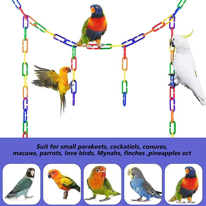 Parrot toy climbing chain DIY hamster flower branch bird swing suspension bridge C-shaped buckle combination toy accessories set