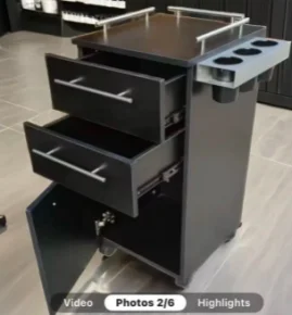 Classic European Style All Black Salon Trolley 8 Years Warranty