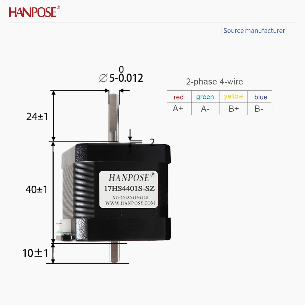 NEMA17 Dual Axis Stepper Motor 0.4N.m 1.5A 17HS4401S-SZ 3D Printing High Precision And Fast Speed Operation for CNC Machines
