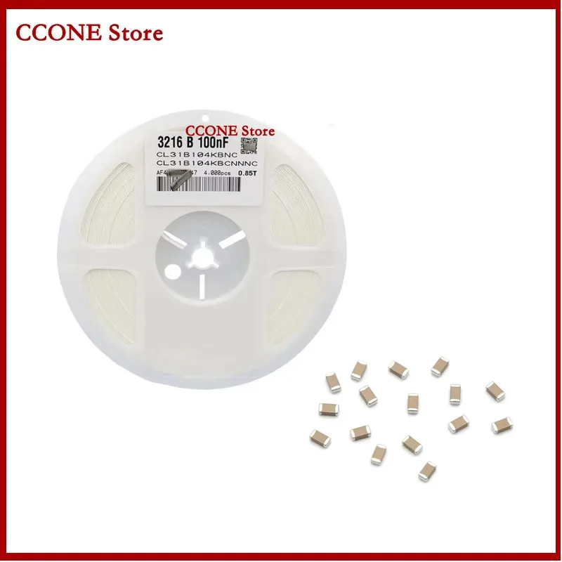 1reel 4000pcs 1206 50V SMD Thick Film Chip Multilayer Ceramic Capacitor 0.5pF-100uF 10NF 100NF 1UF 2.2UF 4.7UF 10UF 1PF