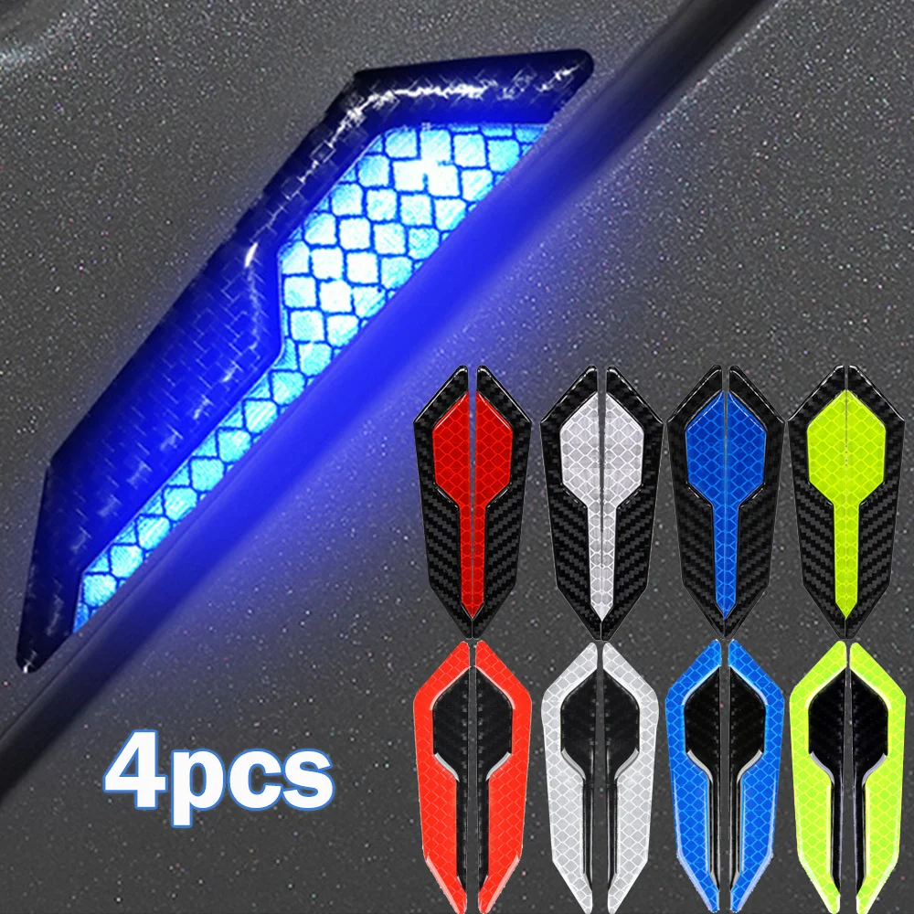 4Pcs/Set Reflective Warning Door Side Edge Protection Anti-Scratch Protector Glue Sticker For Auto Car