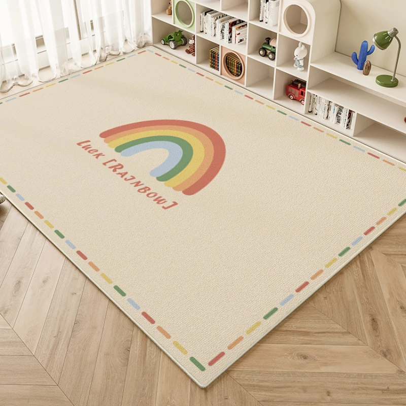 Cream Style Children Room Soft Carpet Living Room Learning Reading Baby Crawling Carpets Bedroom Play Wipeable Soundproof Rug