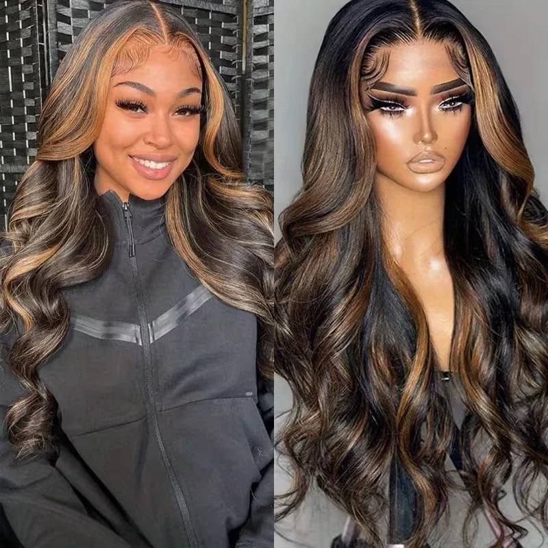 Body Wave 1B/30 Highlight V Part Wig 220 Density Loose Body Wave Human Hair Wig V Shape Clip in Half Wigs No Leave Out No Sew In image 2